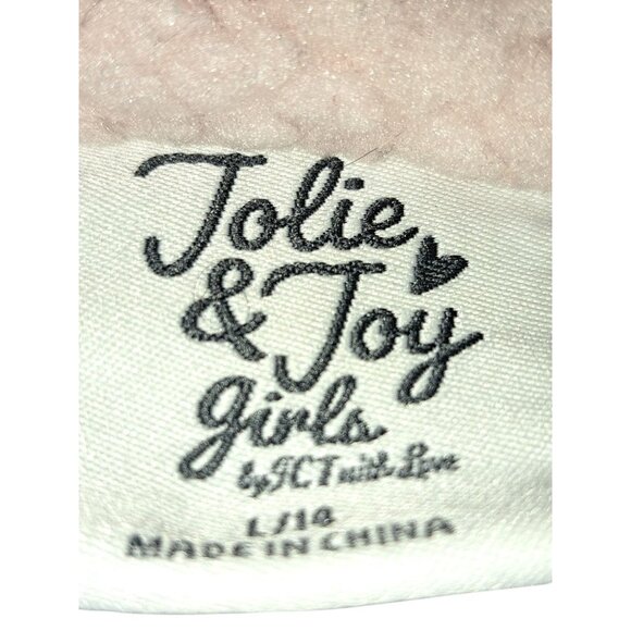 Jolie & Joy Girls L Sherpa Denim Jacket Pink Fleece Button Front Jean Trim Cozy - Picture 5 of 6